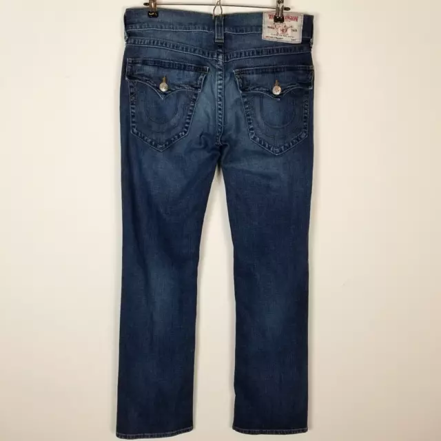 TRUE RELIGION MEN Ricky Straight Jeans Size 32 x 32 Dark Blue Denim $49 ...