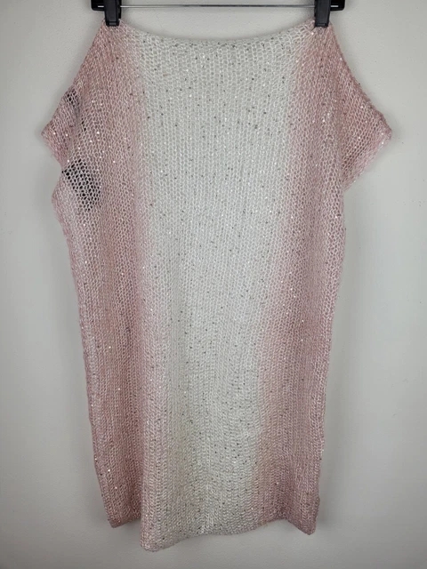 INC Ombre Galaxy Sequin Knit Infinity Loop Cowl Scarf One Size Pink White