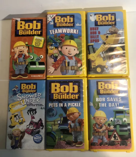 Bob the Builder Lot of 6 VHS Tapes Kids Learning Snowed Teamwork Pets Busy Day