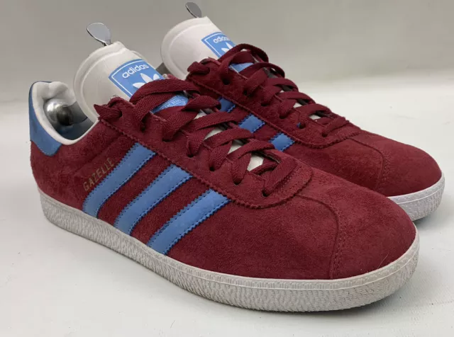 Emotie van mening zijn rek ADIDAS CLARET AND Blue Gazelles Size UK 8 Gazelle Trainers West Ham Villa  £69.99 - PicClick UK