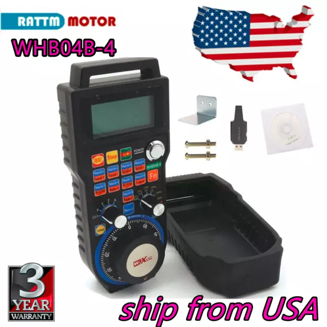 【US】4 Axis Electronic Wireless Handwheel Manual Control CNC Mach3 USB Handle MPG