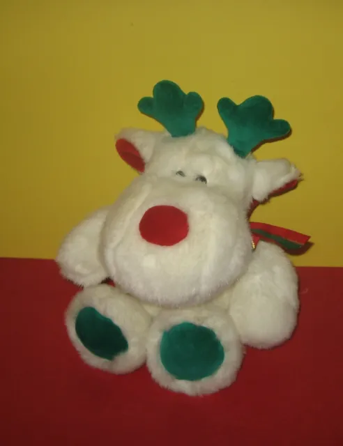 12" Fluffy Christmas Kris Reindeer Stuffed Animal Plush w/ Rattle Bell Tail