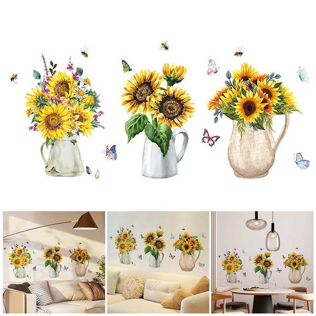 2022 Nuevo Salón Casa Pegatina de pared Pegatina artística 1 pieza girasol