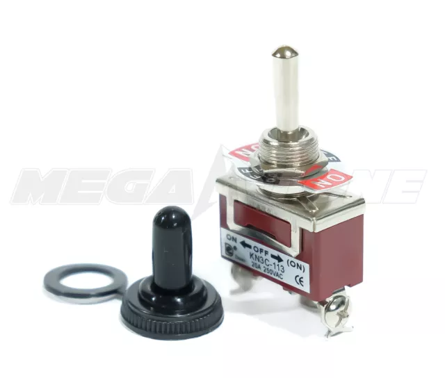 Toggle Switch Heavy Duty 20A/125V Momentary SPDT On-Off-(ON) w/Waterproof Boot