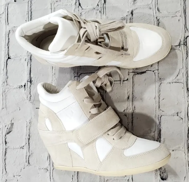 Ash Bowie Limited Ltd Beige White Suede Hidden Wedge Sneakers Shoes WOMENS 9 39