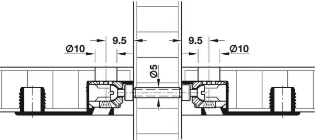 Häfele 20x Filetée M4 Écrou Douille Manchon de Raccordement Acier 3