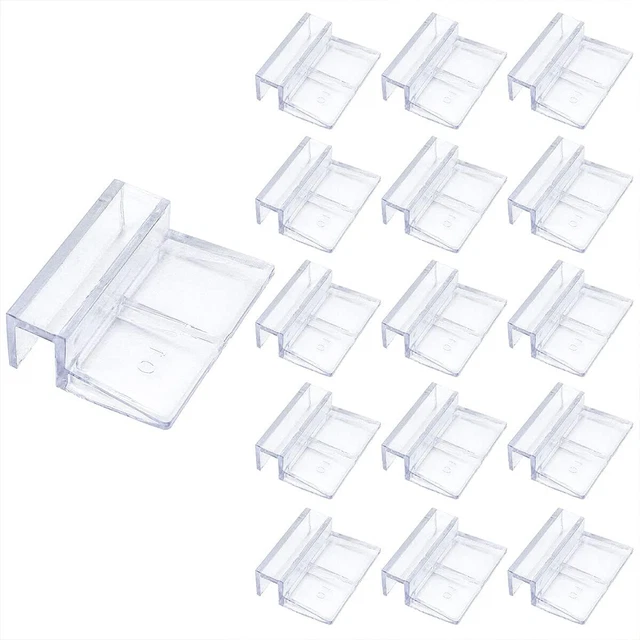 16 PCS 10mm Acrylic Aquarium Cover Clip, Clear Fish Tank Glass Cover Clip Suppor