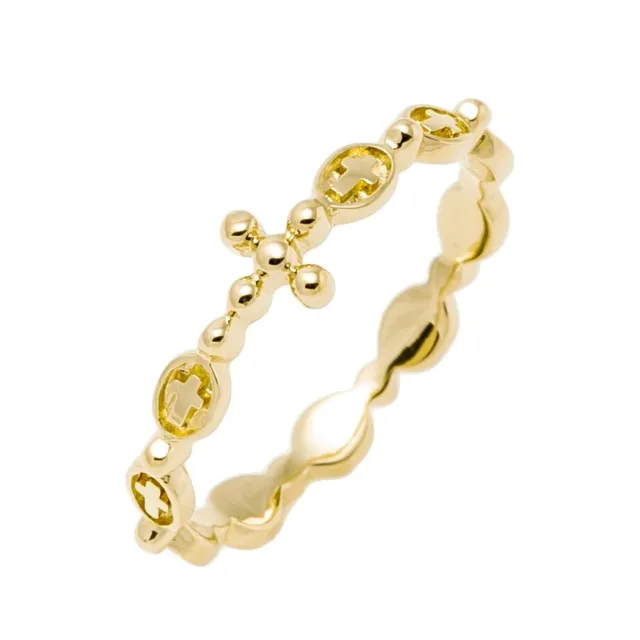 Aespa Karina Rosary Ring PR167 10K Real Solid Gold Catholic Ring (US 4 ~ 11)