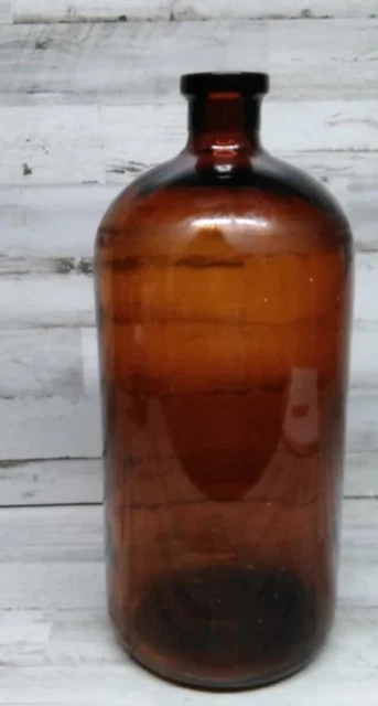 Large Brown Glass Apothecary Bottle, Large Amber Apothecary Bottle, Druggist...