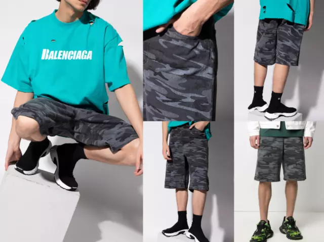 BALENCIAGA SHORTS DEADSTOCK Camo Denim Jeans Pants Hose Trousers Skater Shorts 2