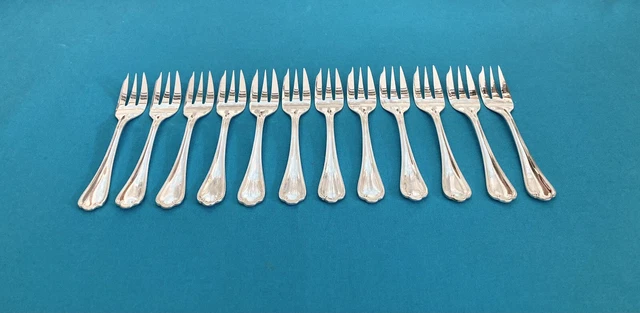 Lot De 11 Fourchettes à Entremets / Poissons Ercuis - Modèle Laurier - Métal Argenté - France
