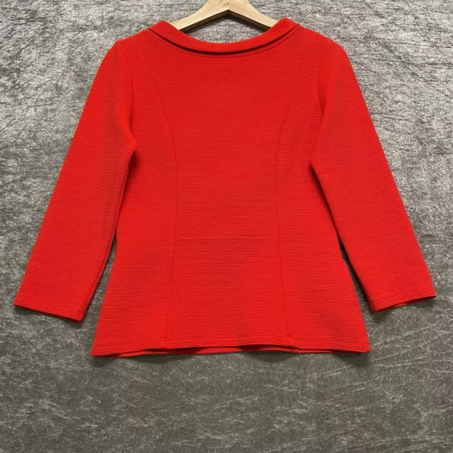 Hobbs London Size Small Orange Cotton Blend Textured 3/4 sleeve Top