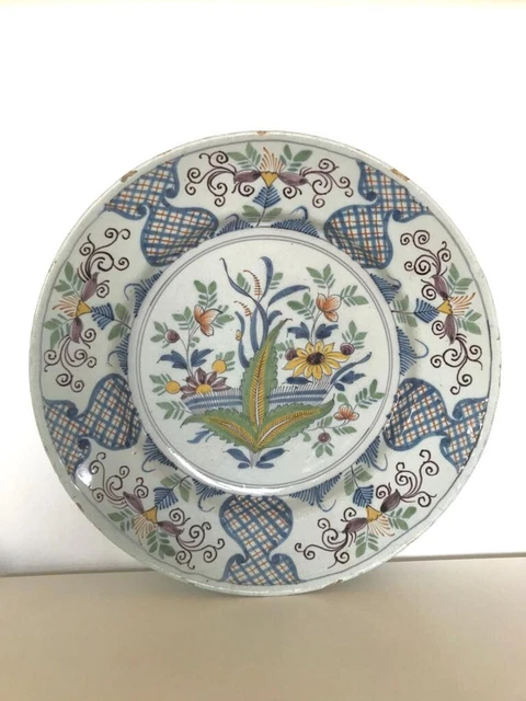 Grand Plat Ancien Faïence De Gien - Bouquets De Roses - Diam 32,5 Cm - 1900-1919