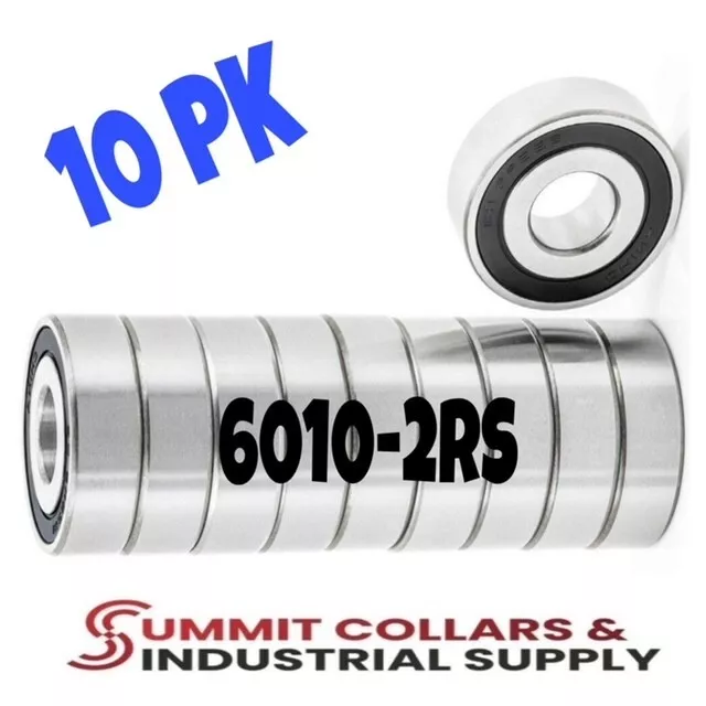 6010-2RS Rubber Seal Ball Bearing 50x80x16 6010 2RS 6010RS (10PK)