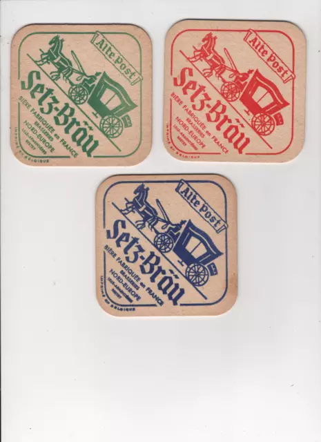 3 sous bocks  Setz Brau  bierdeckel/beermat/bierviltje/coaster