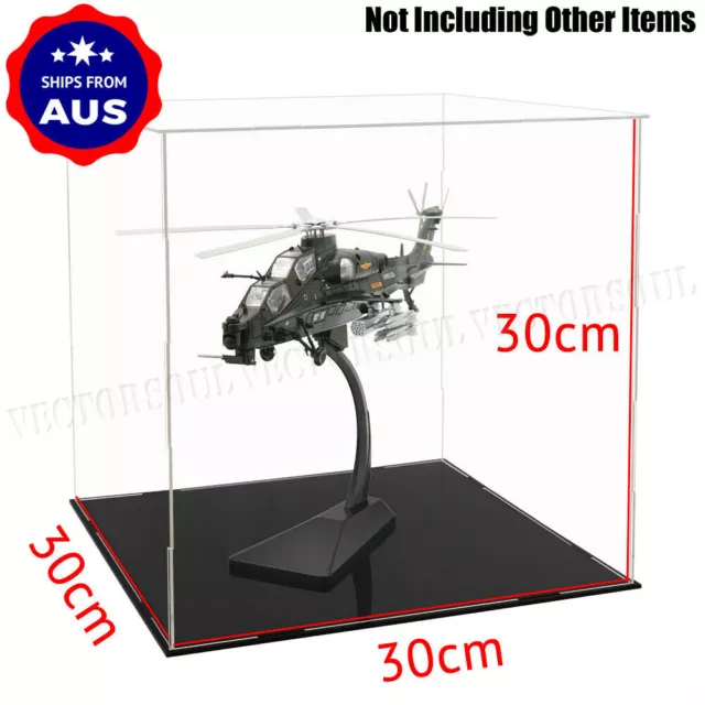 AU Clear Acrylic Cube Perspex Display Box Case 30cm Big Plastic Base Dustproof