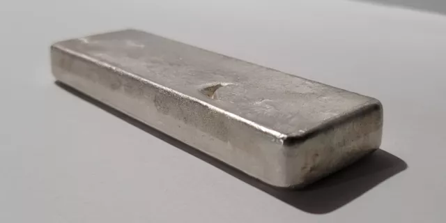 Vintage 50 oz Johnson Matthey JM 999+ Fine Silver Poured Bullion Ingot Brick Bar 3