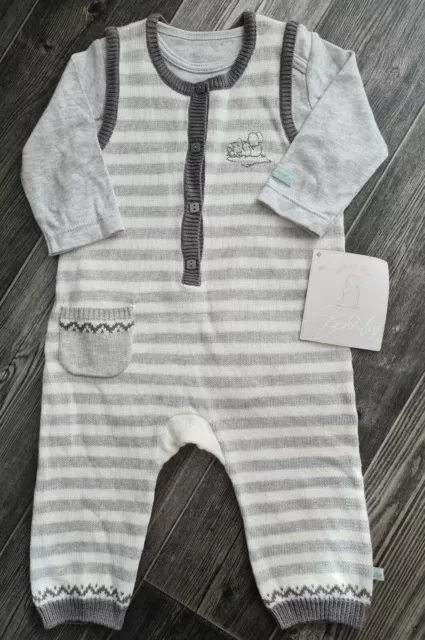 Bnwt Humphreys Corner Knitted Dungarees & Bodysuit 3-6 Months Baby Shower Gift