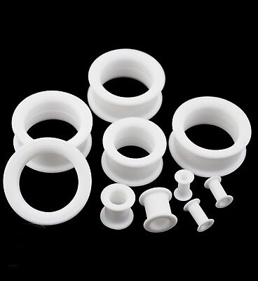 PAIR-Flexi White Double Flare Silicone Ear Tunnels 19mm/3/4" Gauge Body Jewelry