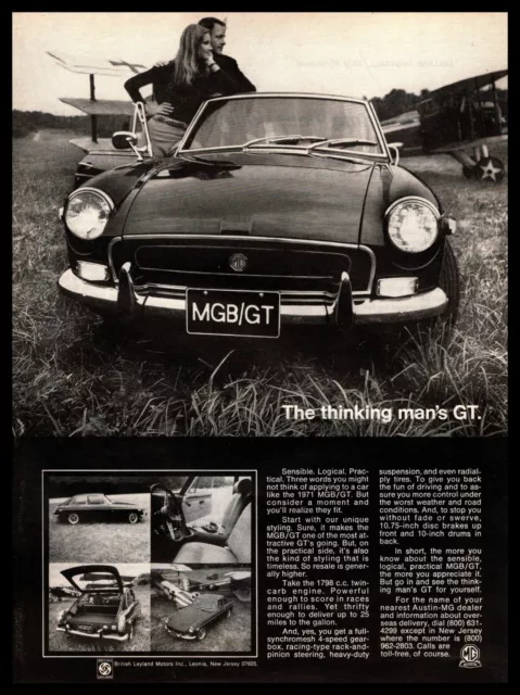 1971 MG MGB GT Coupe 1798 cc Twin-Carb Engine "The Thinking Man's GT" Print Ad