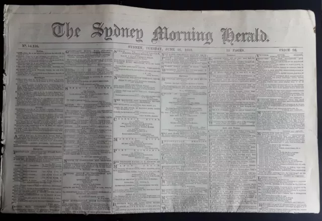 1883 Sydney Morning Herald Ex. Condition for its Age. 12 Pages Free Post