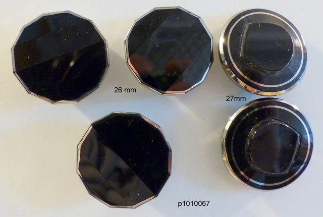 Lot De 3 Gros Boutons Vintage En Verre Pressé - Diamètre 27 Mm - Incolore - Pour Création