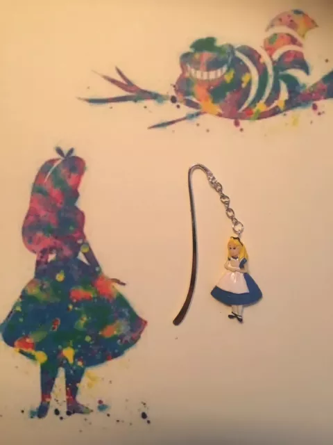 Alice In Wonderland 3D Bookmark Silver plated With a Resin Charm.