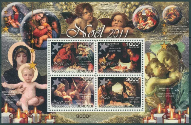 Burundi 2011 MNH Christmas Stamps Nativity Paintings Art Lorenzo Lotto 4v M/S