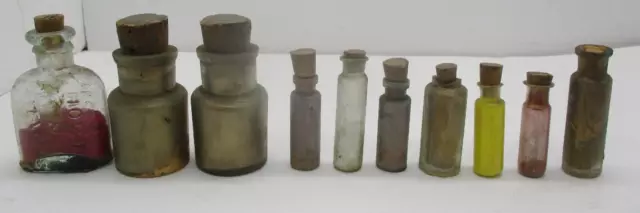 Antique Glass Dye Bottles Howe & Stevens Family Dye Etc