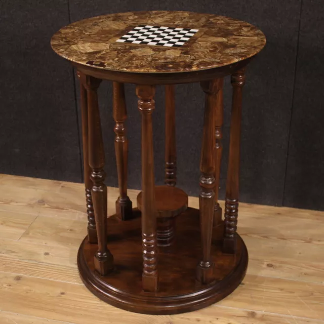 Table à jeux dessus en marbre onyx échiquier table ronde style ancien 900