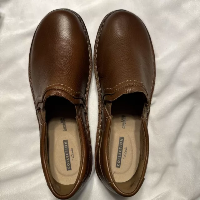 CLARKS COLLECTION LEATHER Slip On Shoes Janice Barrie Dark Tan A 34.99 PicClick