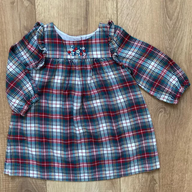 GAP Checked Dress Size 3-6 Months Baby Girls Red Gingham Christmas Festive