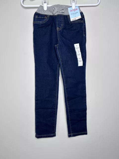 Cat & Jack Mid-Rise Knit Waist Pull-on Skinny Jeans Girl's 6 Stretch Blue NWT