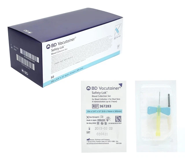 BD VACUTAINER BLOOD Collection Set Tubes Syringes 23g 50 Pack Blue £55.