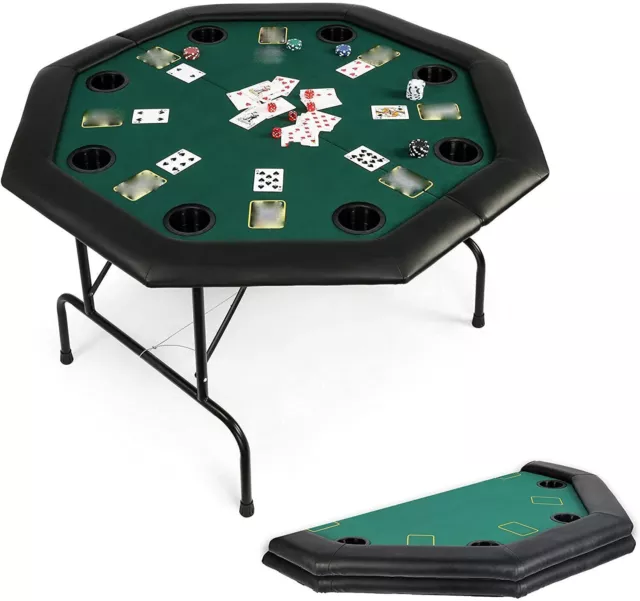 LUCKYERMORE Poker Table 8 Player Octagon Folding Texas Blackjack Casino Games