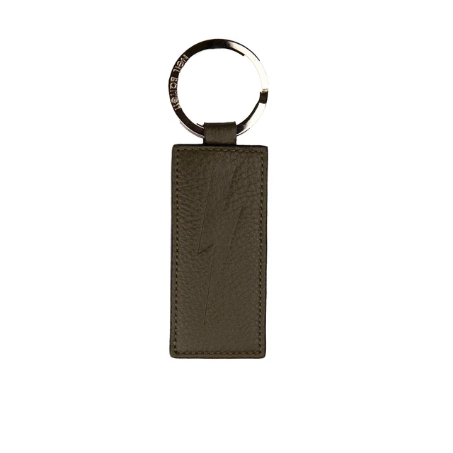Neil Barrett Green Leather Keychain One Size Green