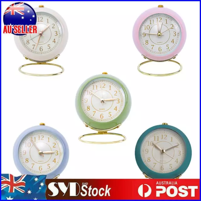 Analog Alarm Clock Silent Non Ticking Retro Vintage Tabletop Desk Small Clock