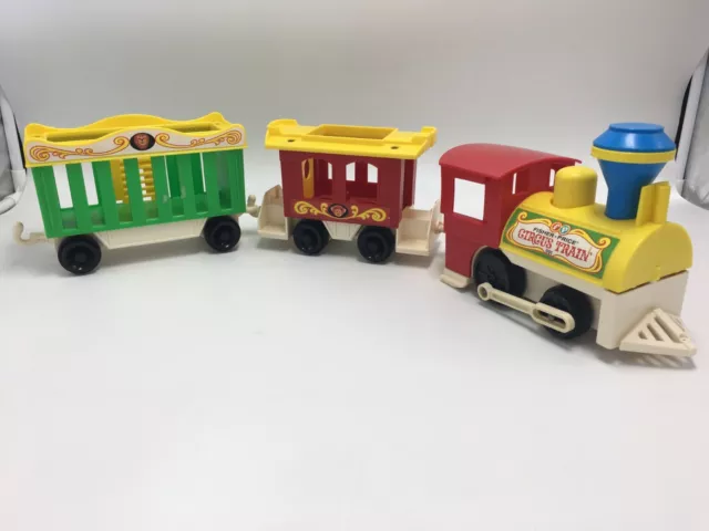 Fisher Price Little People Circus Train #991 Vintage 1973 Set of 3 Train Cars