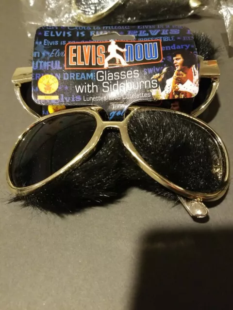 ELVIS Presley Licensed THE KING Sunglasses Gold w/sideburns NWT 50% off