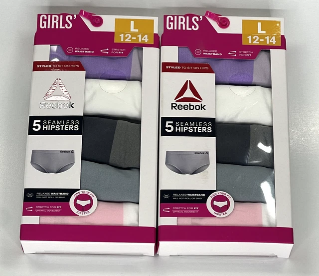 Lot of 2 - Reebok Girls' Seamless Hipsters | 5-Pack | L 12-14 - NEW