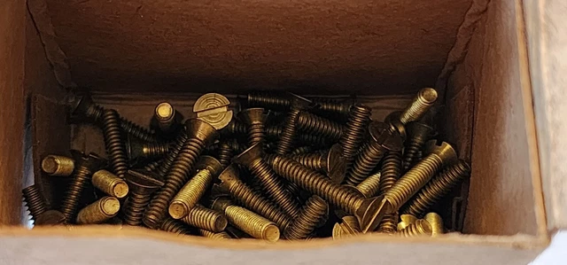 Lot of 102  Vintage Brass machine Screws #4-40 5/8"  Flat  Head Slotted 2.9 oz