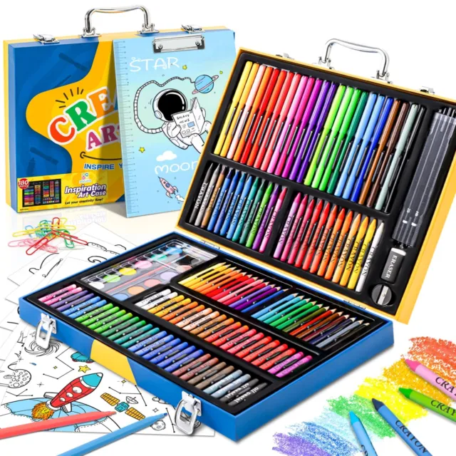Art Supplies, 180 Piece Drawing Painting Art Kit with Clipboard and Coloring ...