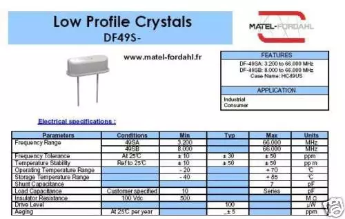 1Pcs QUARTZ   -   CRISTAL   -   MF   -   DF49SA :  13.56MHZ    RoHS