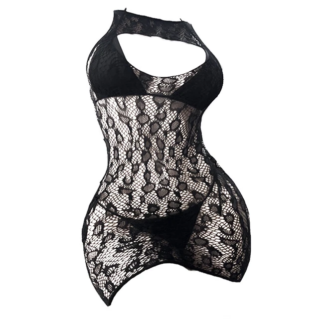 Abito mazza lingerie erotica leopardato sexy donna che vede attraverso Glo-q-H7