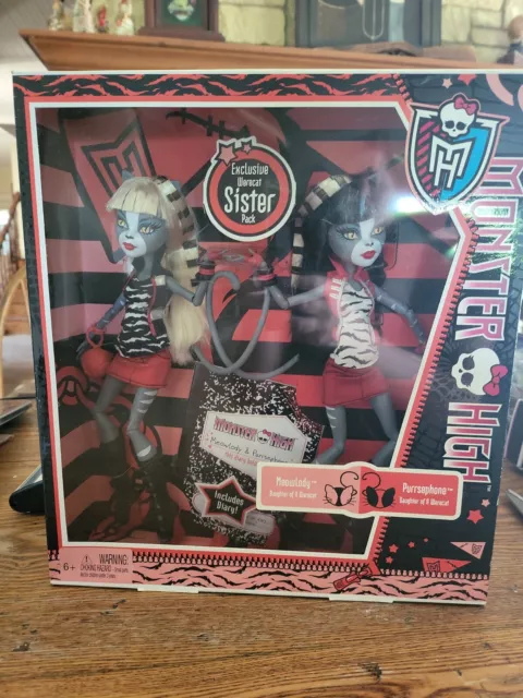 Mattel 2011 Monster High Werecat Twins Meowlody Purrsephone Doll NRFB