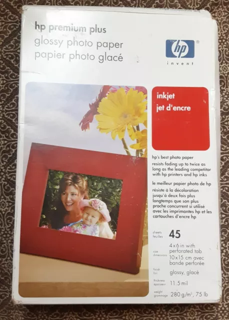 NEW HP Premium Plus Glossy 4x6 11.5 mil Photo Paper 45 Sheets Q5519A