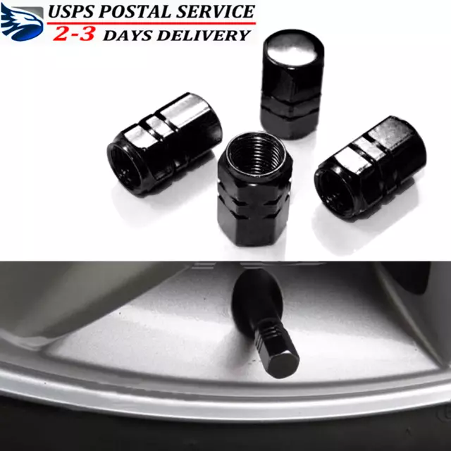 Black Al alloy Tire Valve Air Dust Cover Stem Caps - Wheel Car Truck SUV Bike US
