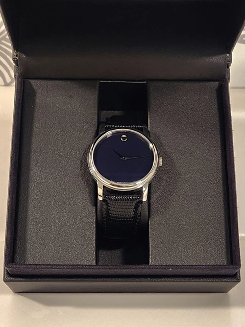 Movado Men's Museum Classic Watch Black Dial Stainless Steel Model 2100002