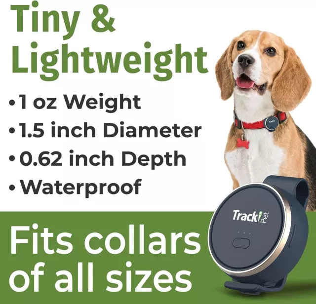 Tracki Dog GPS Tracker, Tiny & Light Waterproof Fits all Pet Collars monthly fee 2