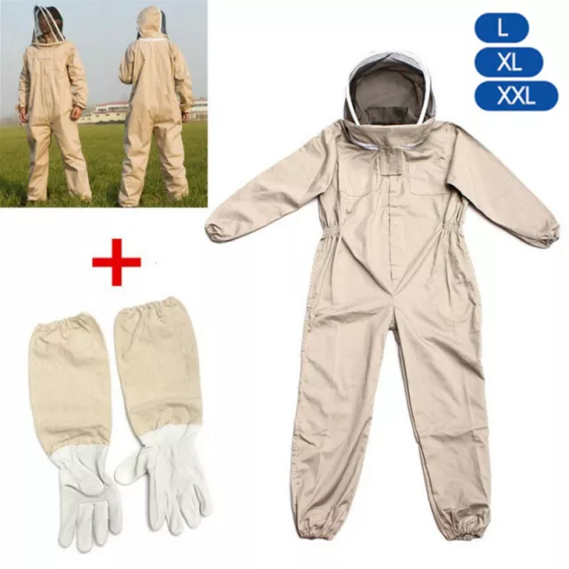 Full Beekeeping Suit Bee Suit Heavy Duty with Leather Ventilated Keeping Gloves